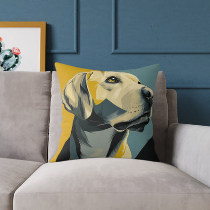 Golden Labrador - Square Poly Canvas Pillow