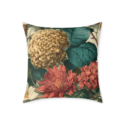 Autumn Harvest Chrysanthemum - Square Poly Canvas Pillow