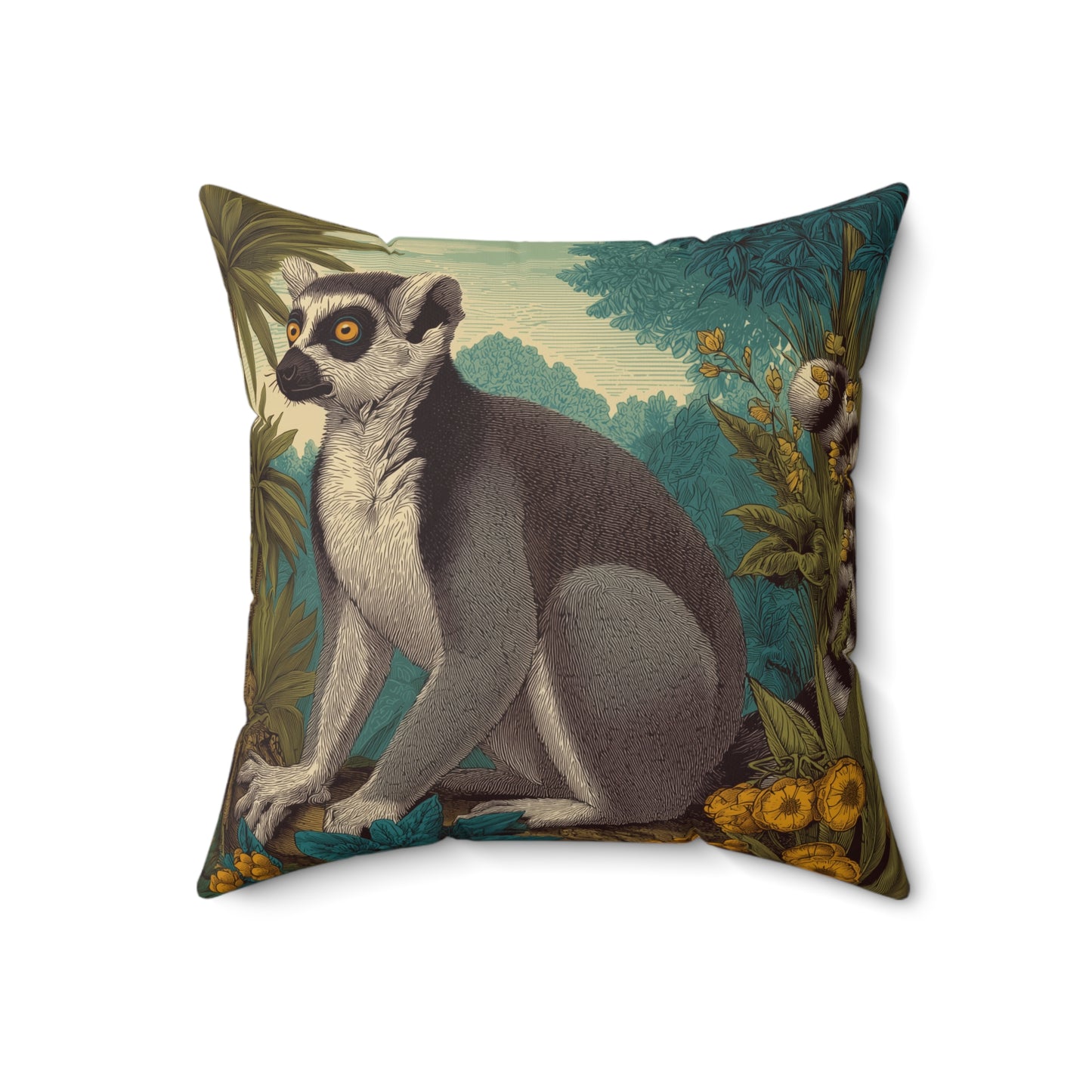 Sunset Grove Lemur - Faux Suede Square Pillow