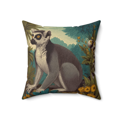 Sunset Grove Lemur - Faux Suede Square Pillow