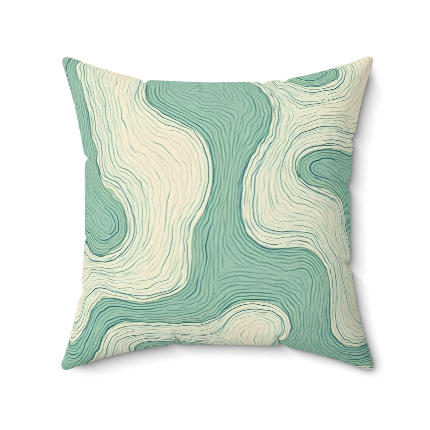 Seafoam Topography - Faux Suede Square Pillow