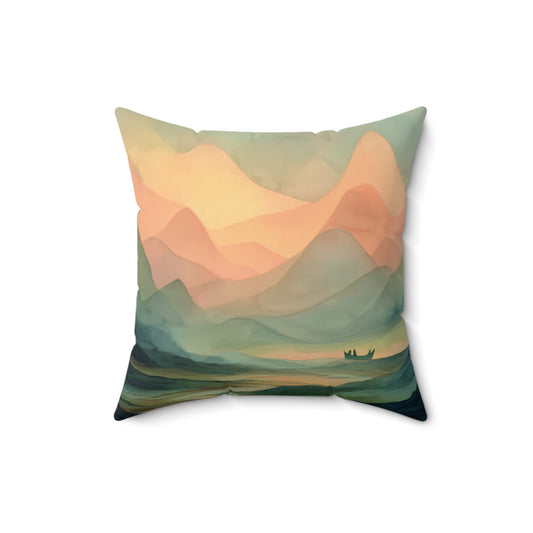 Dawn Valley Peaks - Spun Polyester Square Pillow
