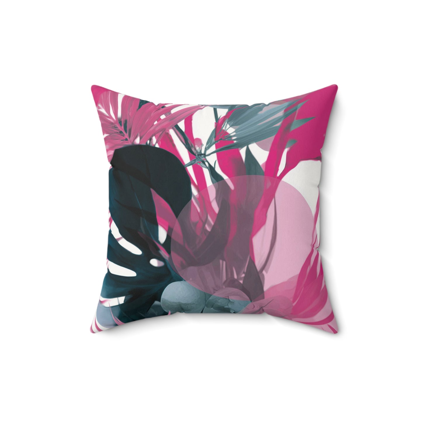 Midnight Palm Burst - Faux Suede Square Pillow