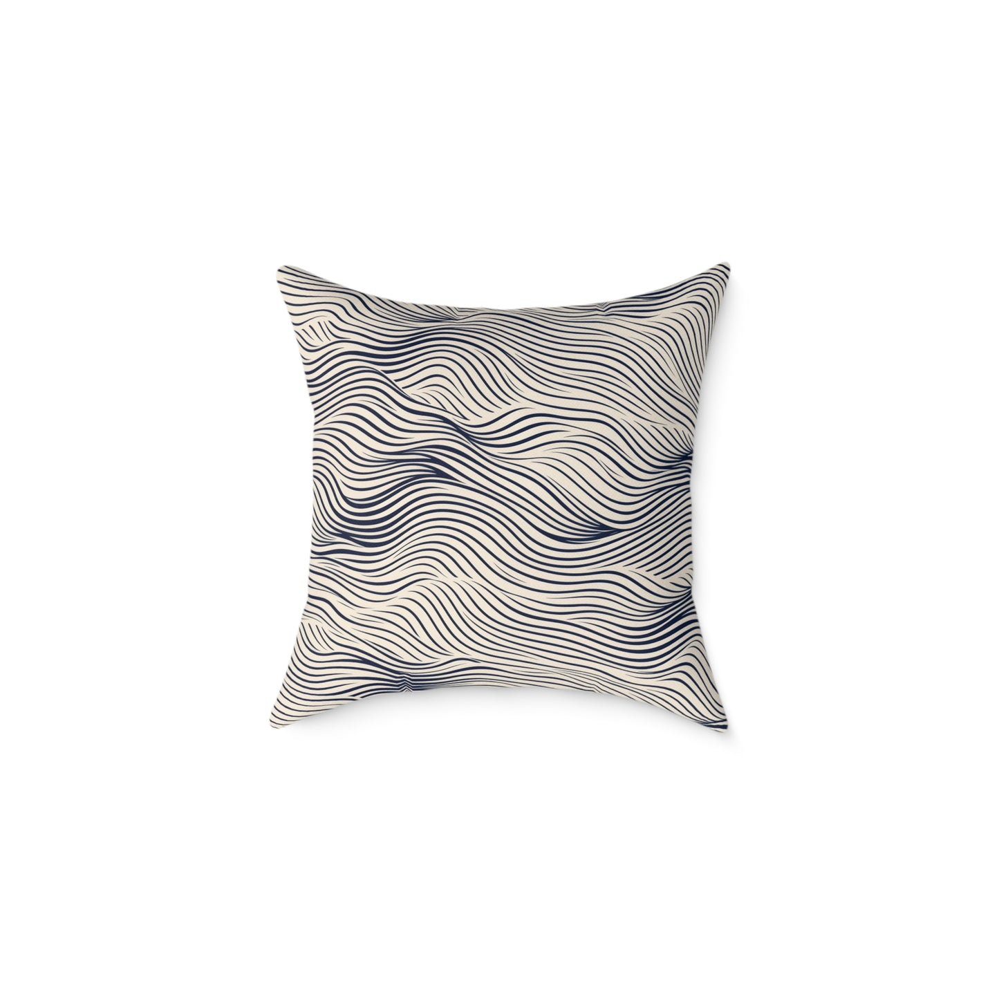 Ripple Drift – Navy - Square Poly Canvas Pillow