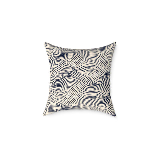 Ripple Drift – Navy - Square Poly Canvas Pillow