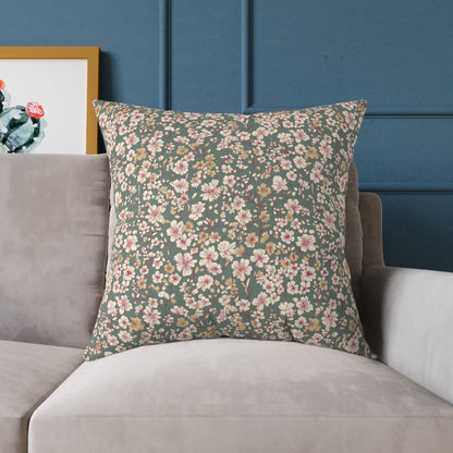 Soft Blush Field - Square Poly Canvas Pillow
