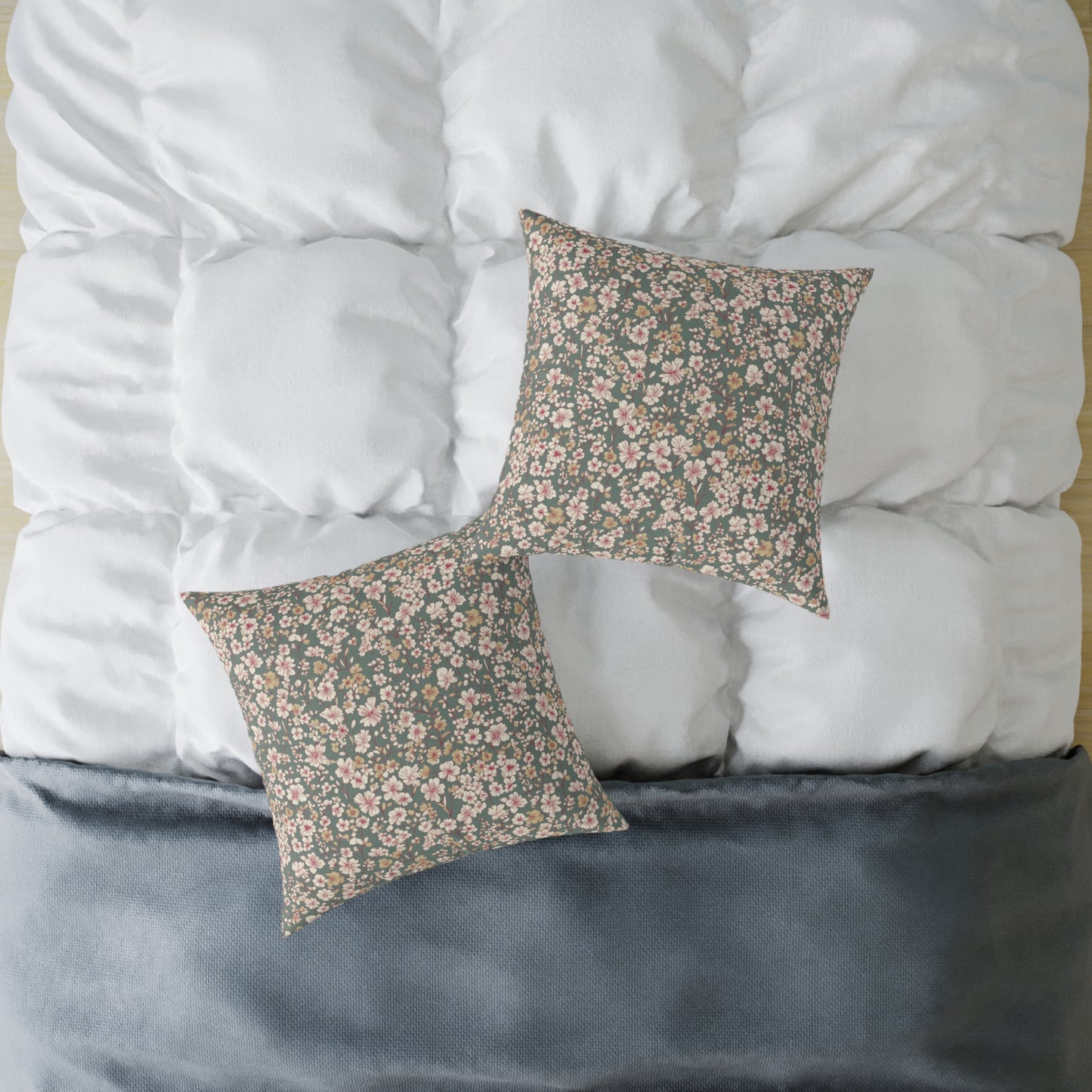 Soft Blush Field - Square Poly Canvas Pillow