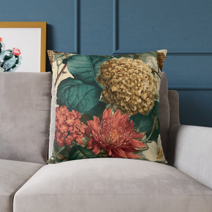 Autumn Harvest Chrysanthemum - Square Poly Canvas Pillow