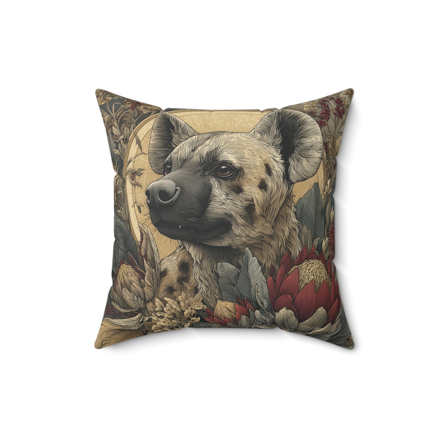 Sunlit Hyena Sentinel - Faux Suede Square Pillow