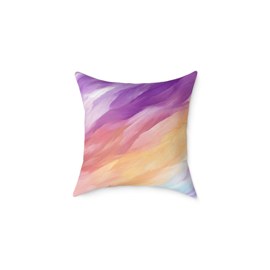 Pastel Stroke Mirage - Square Poly Canvas Pillow