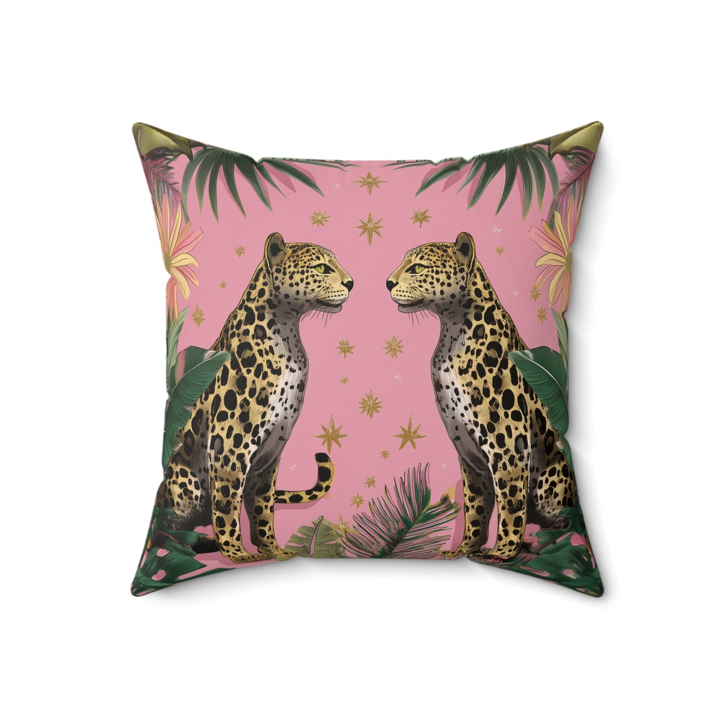 Pink Safari Leopards - Spun Polyester Square Pillow