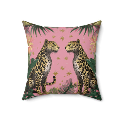 Pink Safari Leopards - Spun Polyester Square Pillow