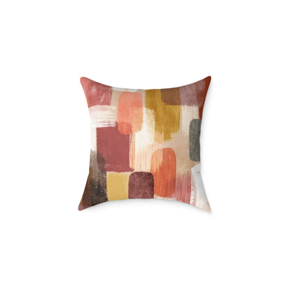 Clay Stone Abstract - Square Poly Canvas Pillow