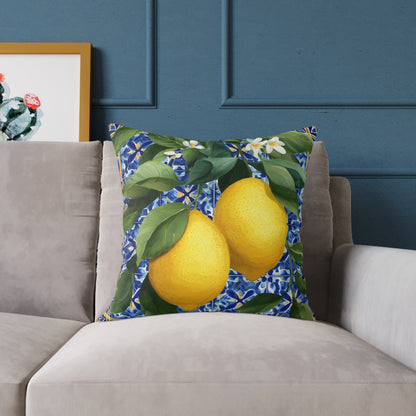 Lemon Orchard Tile Frame - Square Poly Canvas Pillow