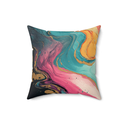 Aurora Sandstone Flow - Faux Suede Square Pillow