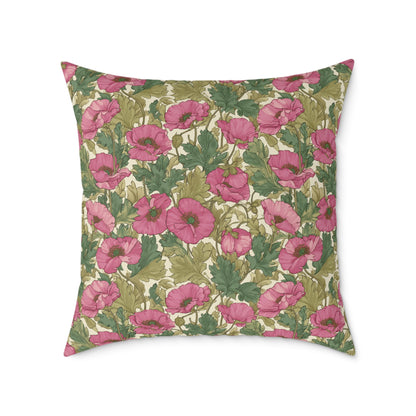 Roseleaf Garden Romance - Square Poly Canvas Pillow