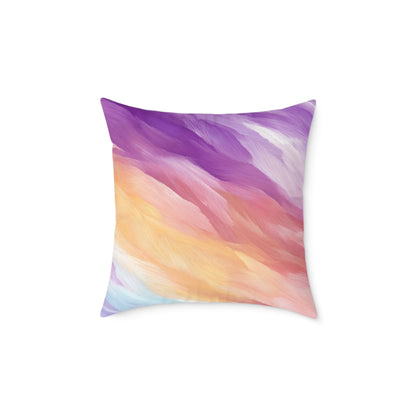 Pastel Stroke Mirage - Square Poly Canvas Pillow
