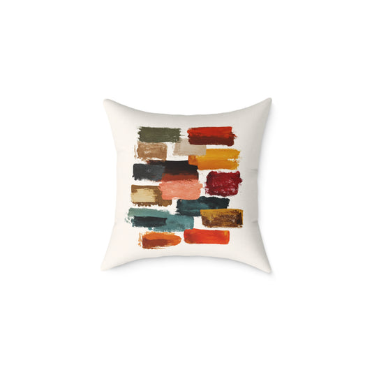 Autumn Brush Strokes - Square Poly Canvas Pillow