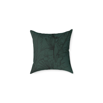 Emerald Night Garden - Square Poly Canvas Pillow
