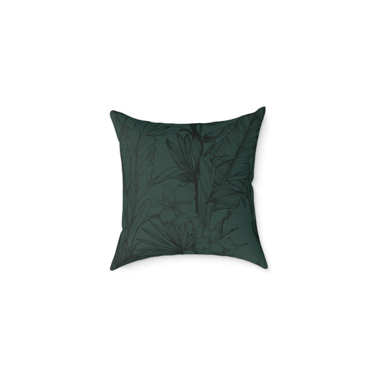 Emerald Night Garden - Square Poly Canvas Pillow
