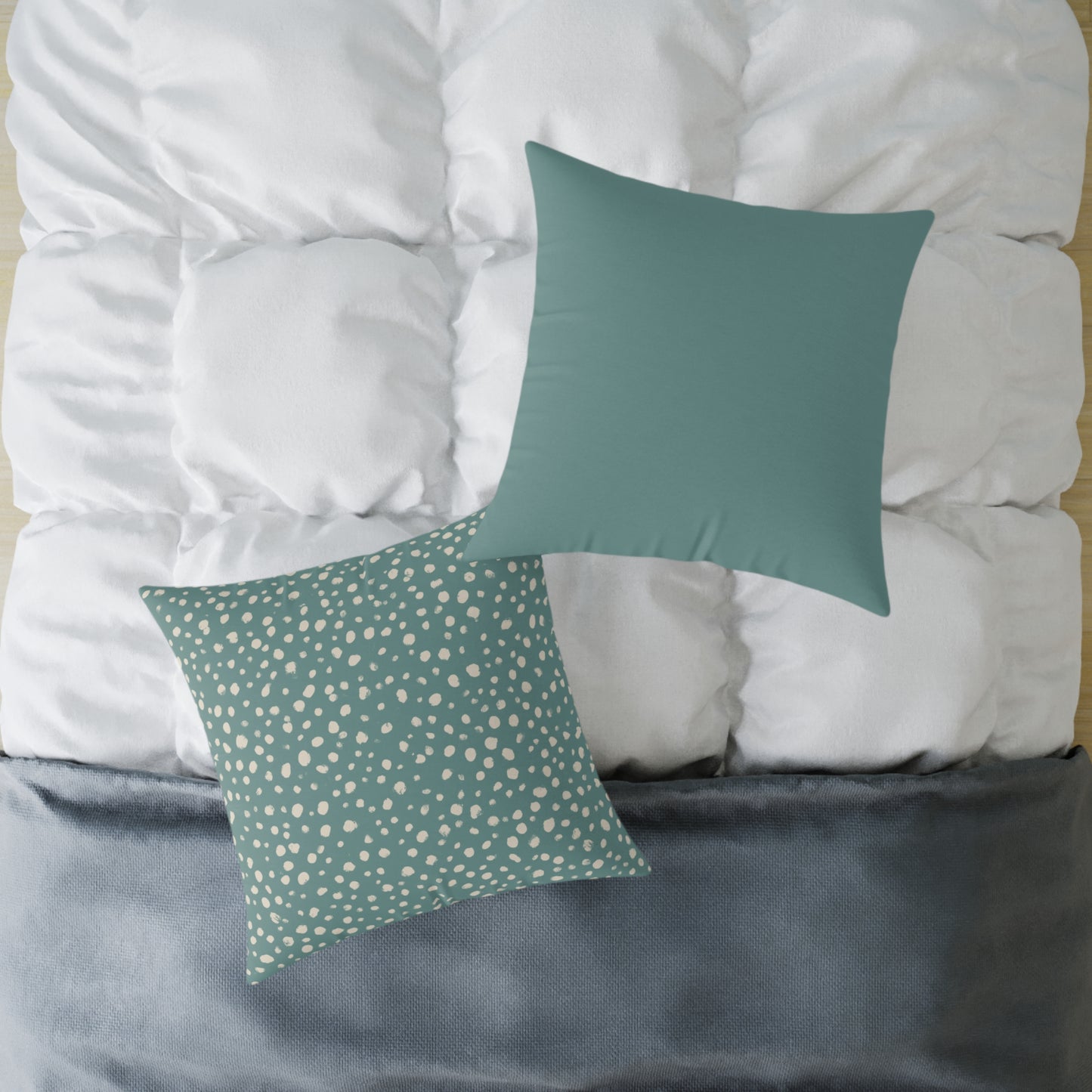 Pebble Scatter - Seafoam - Square Poly Canvas Pillow