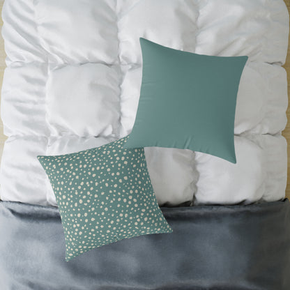 Pebble Scatter - Seafoam - Square Poly Canvas Pillow