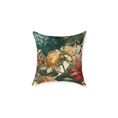 Heritage Garden Bloom - Square Poly Canvas Pillow