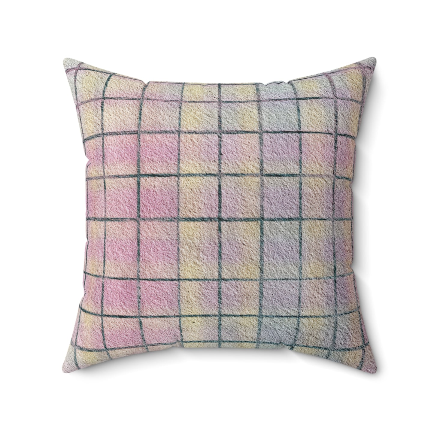 Pastel Grid Calm - Spun Polyester Square Pillow
