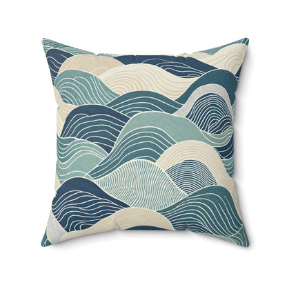 Ocean Line Currents - Spun Polyester Square Pillow