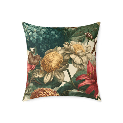 Heritage Garden Bloom - Square Poly Canvas Pillow