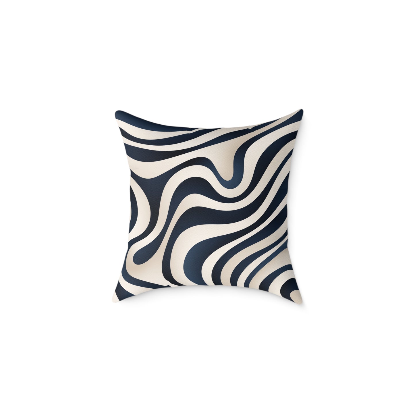 Waveflow – Navy - Square Poly Canvas Pillow
