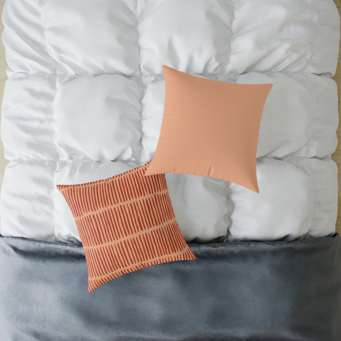 Loom Lines - Coral - Square Poly Canvas Pillow