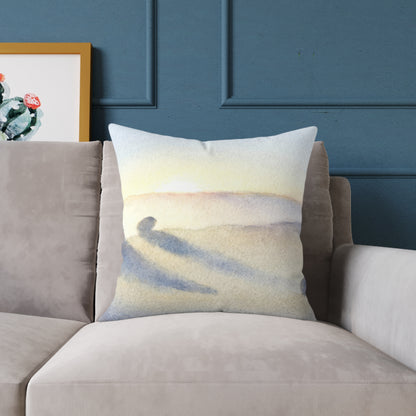 Morning Haze Field - Square Poly Canvas Pillow