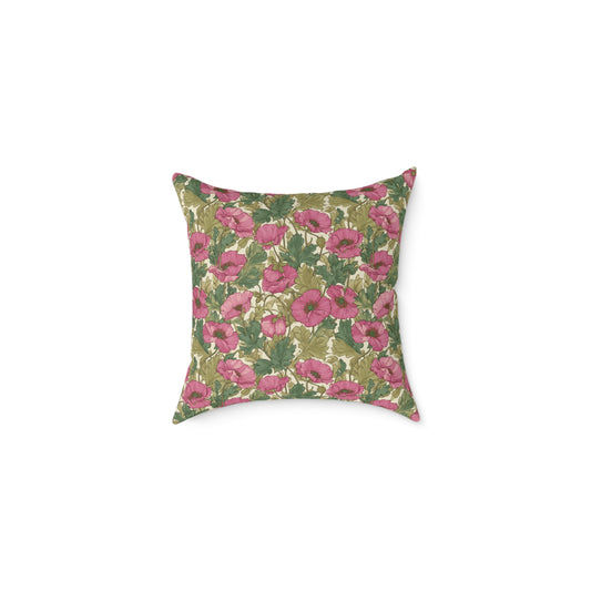 Roseleaf Garden Romance - Square Poly Canvas Pillow