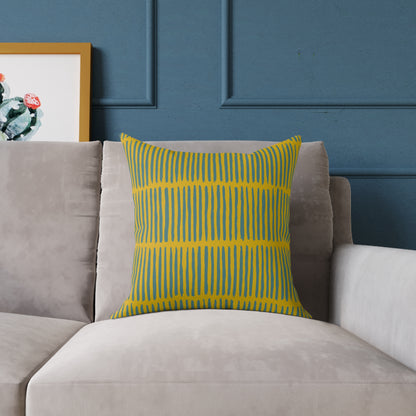 Loom Lines - Moss - Square Poly Canvas Pillow
