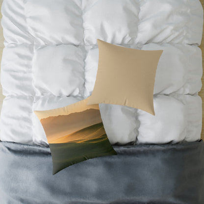 Sunset Valley Vista - Square Poly Canvas Pillow