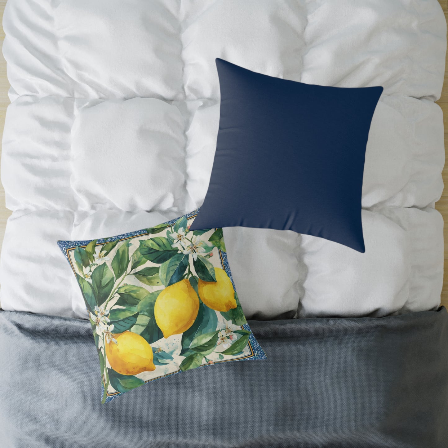 Amalfi Lemon Orchard - Square Poly Canvas Pillow