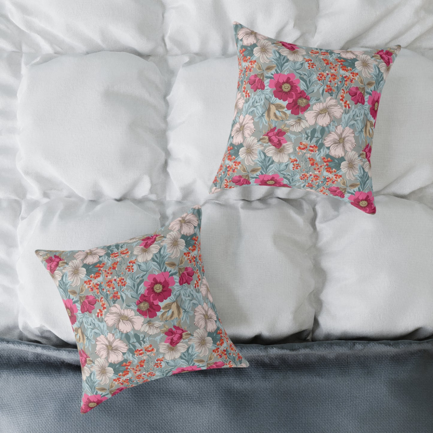 Blossom Carnival Field - Square Poly Canvas Pillow