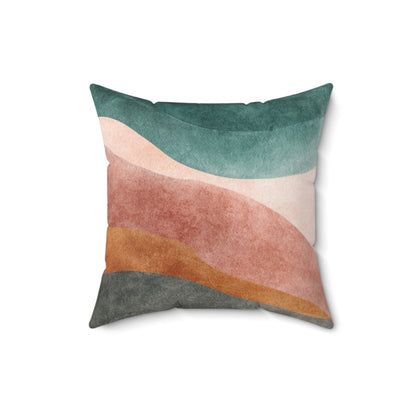 Terracotta Ridge Flow - Spun Polyester Square Pillow