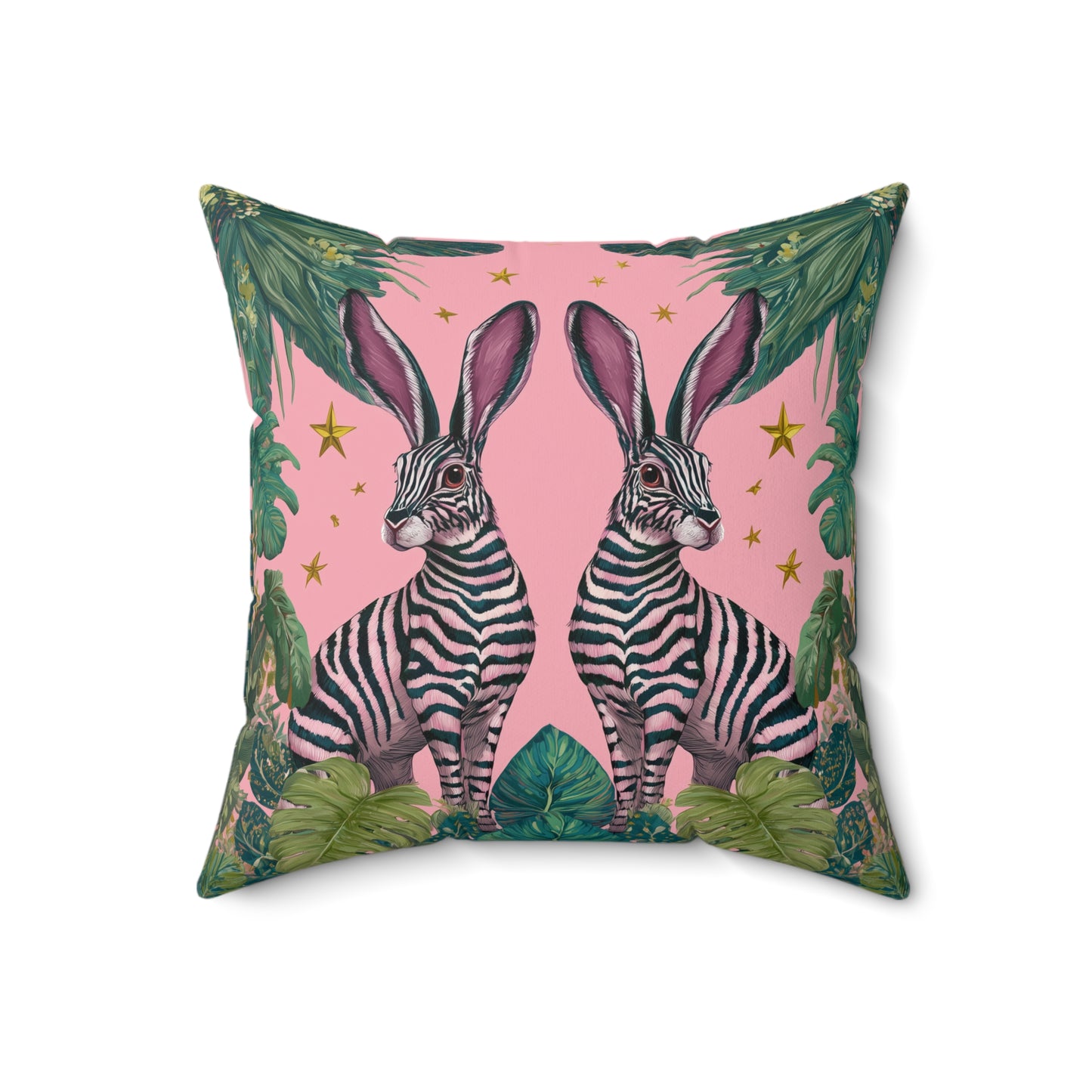 Jungle Rabbits - Spun Polyester Square Pillow