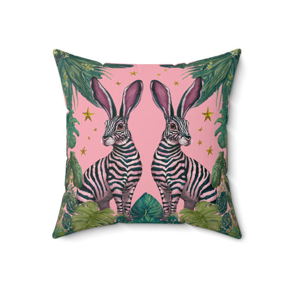 Jungle Rabbits - Spun Polyester Square Pillow