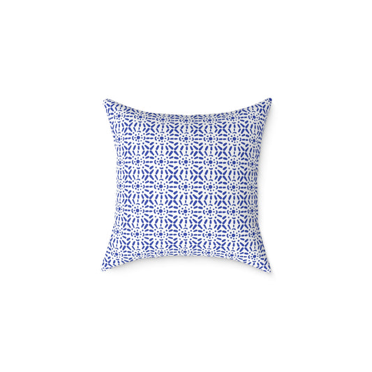 Santorini Mosaic Tile - Square Poly Canvas Pillow