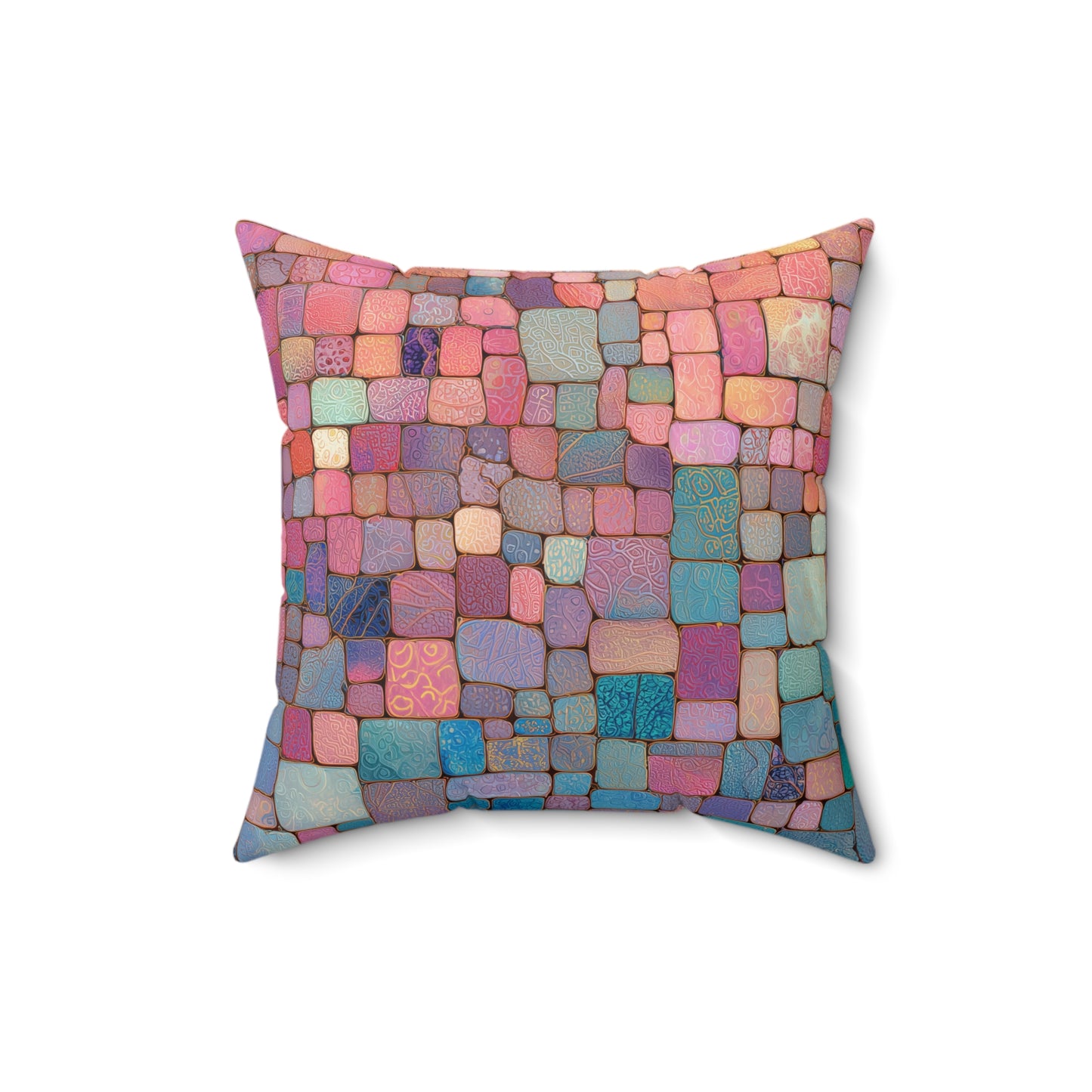 Sunset Tile Mosaic - Spun Polyester Square Pillow