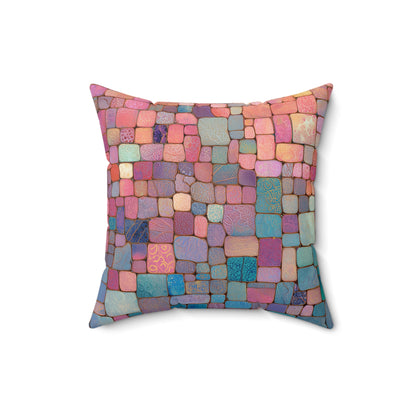 Sunset Tile Mosaic - Spun Polyester Square Pillow