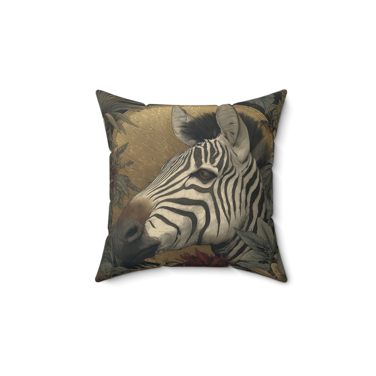 Golden Dawn Zebra - Faux Suede Square Pillow