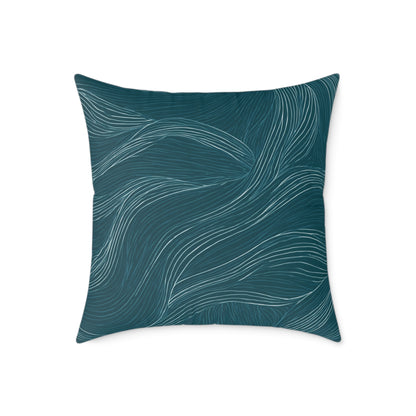 Ocean Current Lines - Square Poly Canvas Pillow