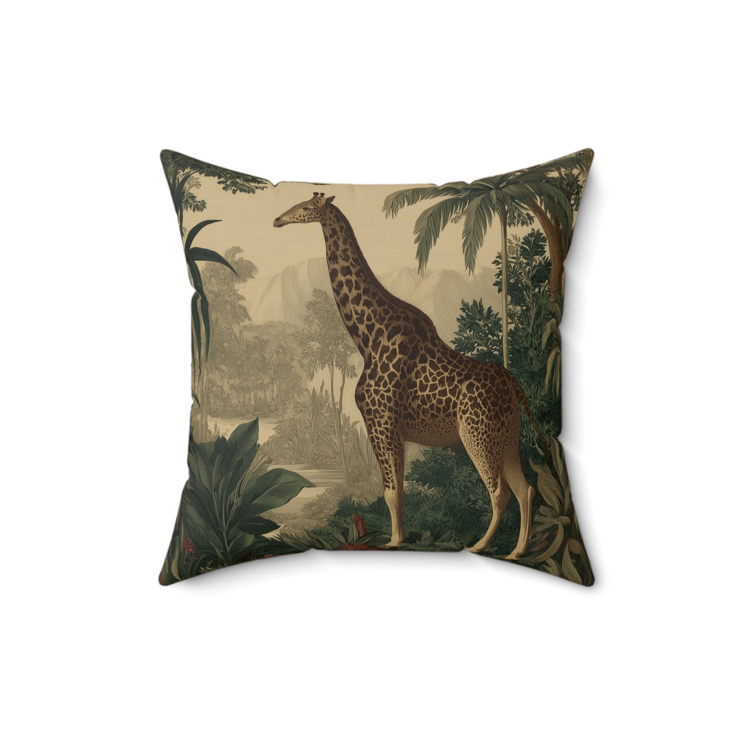 Golden Savanna Giraffe - Faux Suede Square Pillow