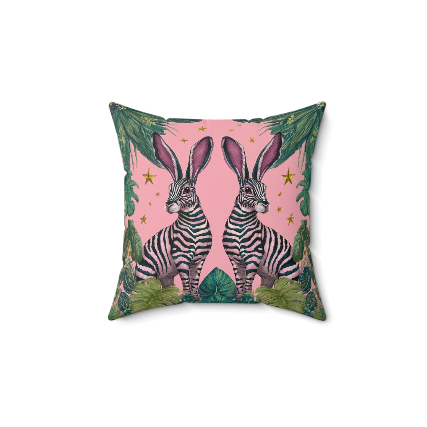Jungle Rabbits - Spun Polyester Square Pillow