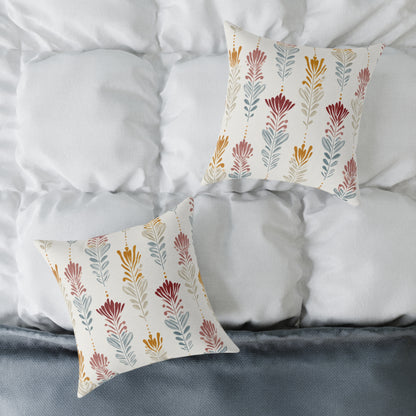 Ember Wildflower Ikat - Square Poly Canvas Pillow