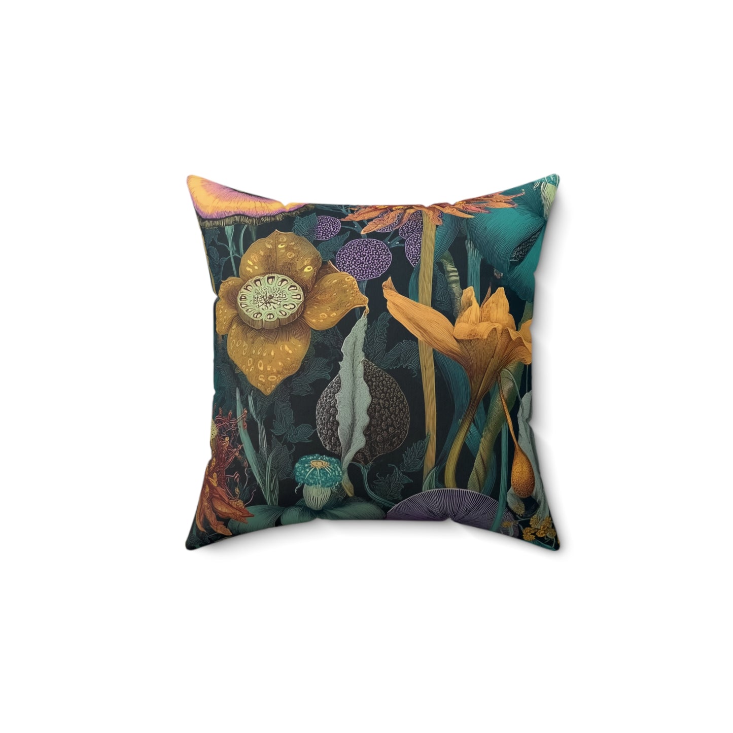 Midnight Bloom - Faux Suede Square Pillow